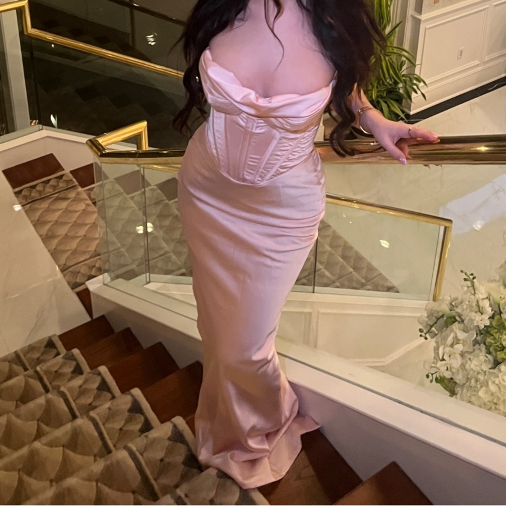 House of CB satin corset maxi dress